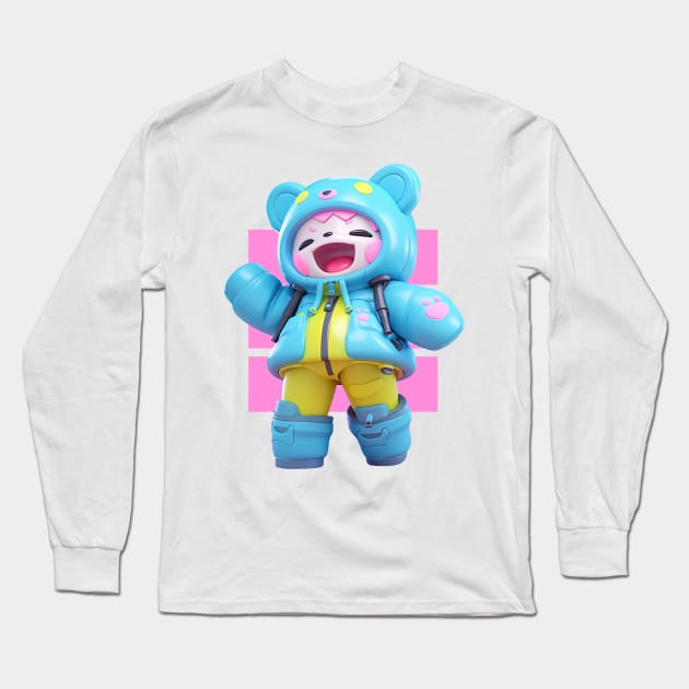 AKBLM - CHIISAI 小さい SMALL GENKI 元気 KUMA | HAPPY KAWAII AESTETHIC ANIME MASCOT Long Sleeve T-Shirt by AKBLM